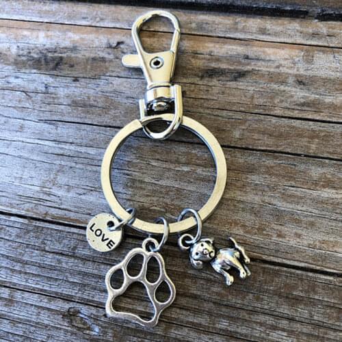 Handmade Crazy Dog Lady Charm Keychain Keyring I Love Dogs Lucky Waving