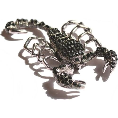 HOSENG Fashion Retro Scorpion Animal Brooch Man Suit Jacket Clothing Accessories Crystal Rhinestone Pin HS_121