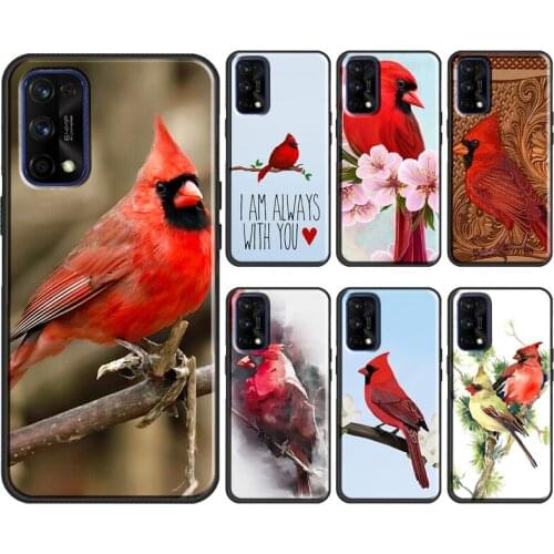 Cardinal Red Bird Case For OnePlus 9 Pro 8 Pro Nord 8T 9R Cover For Realme 8 Pro C3 C21 GT Q3 6 7 Pro Coque