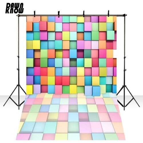 DAWNKNOW Colorful Grid Party Photography Background Photocall Newborn Photo Shoot Fotografia Chequer Backdrop Children lv657