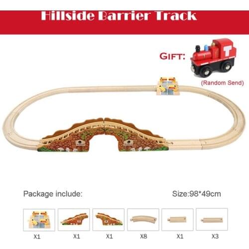 Wooden Track Set Beech Wooden Railway Train Track Toys Tunnel Cross Bridge Parts Compatible with All Brands Wood Tracks