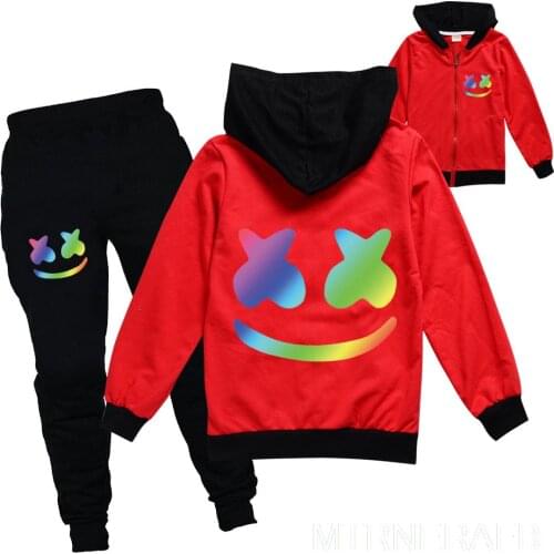 2021DJ Marshmello Childrens Jacket Cartoon Print Cotton Hooded Long-Sleeved Zipper Cardigan Big Boys And Girls Jacket