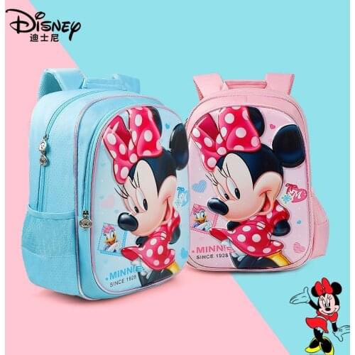Disney Childrens Schoolbag New Cartoon Minnie Backpack Lighten up Girls' Bag Student Large Capacity Schoolbag