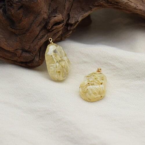 2 PCs Real Dried Flower Resin Irregular Charms Transparent Double Side flowers Pendants For DIY Necklace Jewelry Making Finding