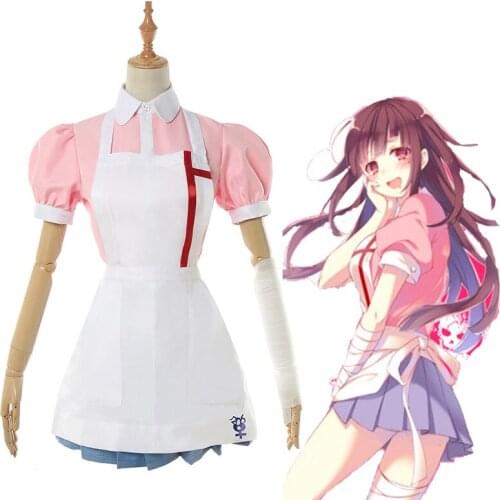 Dangan Ronpa 2 Mikan Tsumiki Danganronpa Dress Cosplay Costume Danganronpa Mikan Tsumiki Cosplay Shirt skirt apron and wigs