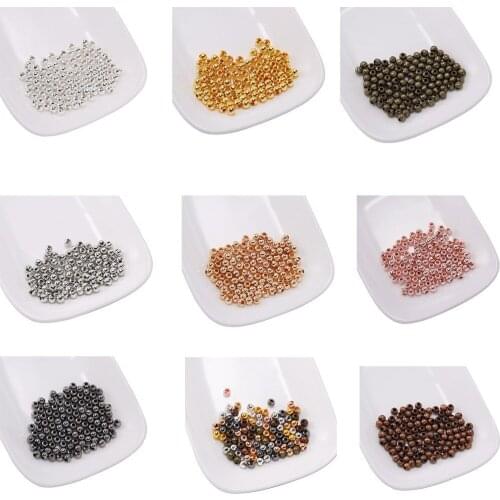 30-500Pcs End Seed Metal Round Bead Smooth Ball Loose Spacer Beads For Jewelry Making DIY Jewelry Accessories Wholesale