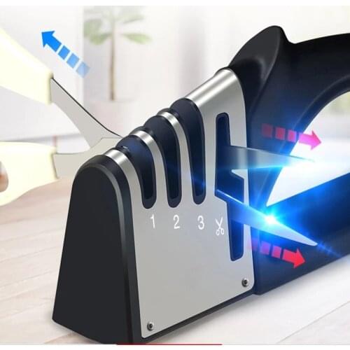 Kitchen Knife Scissors Sharpener Professional 4 Stage 4-in-1 Ceramic Knife Sharpener with Diamond Tungsten Household Knives Tool