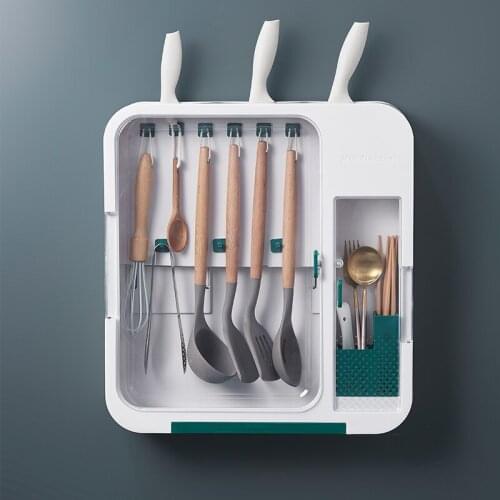 Zq Kitchen Kitchen Utensils Storage Rack Wall-Mounted Storage Rack Wall Knife Holder Chopsticks Cage