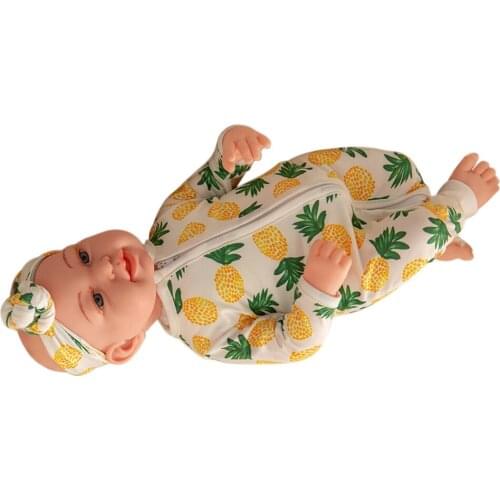 Reborn Doll 18 inch Handmade Realistic Baby Boy with Soft Vinyl Body, Including Pineapple Jumsuit