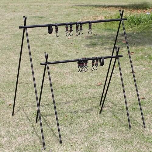 Lightweight Outdoor Folding Camping Shelf Aluminum Alloy Clothes Storage Hanger Cookware Eequipment Hanging Rack Triangle Rack