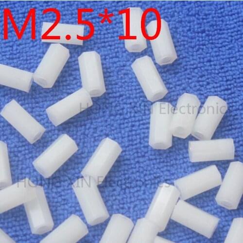 M2.5*10 1pcs White nylon Standoff Spacer Standard M2.5 Female-Female 10mm Standoff Kit Repair parts High Quality