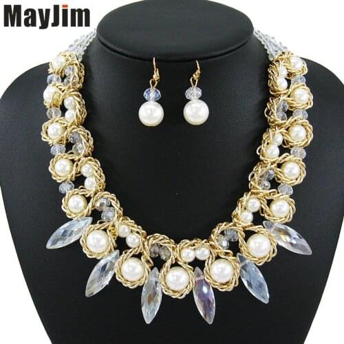Statement necklace 2017 fashion Vintage Crystal jewelry sets big bead chain dubai jewelry sets Vintage beads Bijoux Accessories