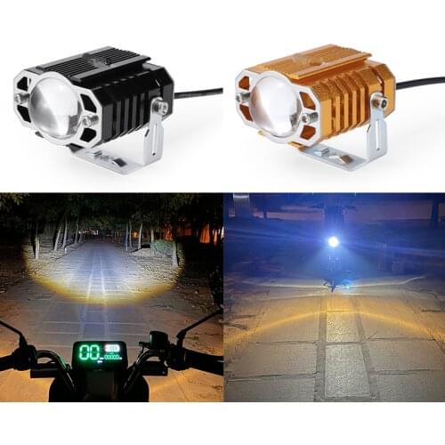 Motorcycle LED Spotlight Lens Paving Lamp 12V Super Bright Electric Vehicle Headlamp High Low Light External Auxiliary Lamp