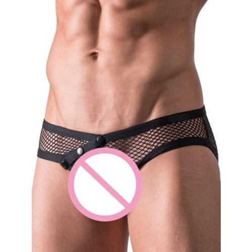 Hot Mesh Sexy Men Underwear Briefs Opening Bulge Gay Male Panties Cuecas Shorts M-XL