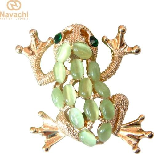 Navachi Frog Toad Colorful Opal Crystal Yellow GP Brooch Pin SMT7796