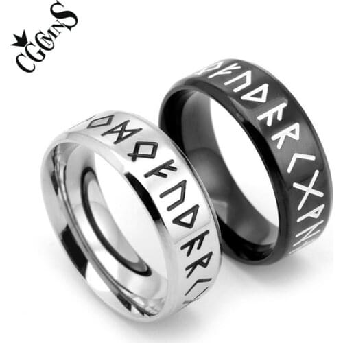 Stainless steel Odin Norse Viking Amulet Rune Fashion Style MEN and Women Fashion Scandinavian Words RETRO Rings Jewelry