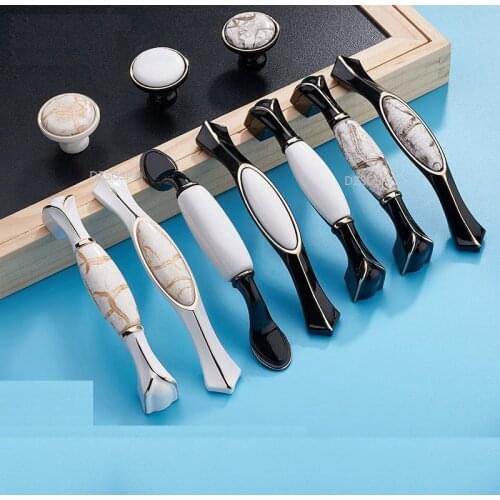 Nordic Style Cupboard Cabinet Hardware Closet Wardrobe Pull 96mm/128mm Zinc Alloy Ceramic Drawer Kitchen Knob House Handle