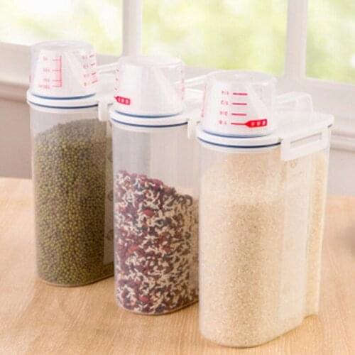 Plastic Food Containers Transparent Stackable Dry Food With Measuring Cup Storage Box Kitchen Spaghetti Noodles Containers