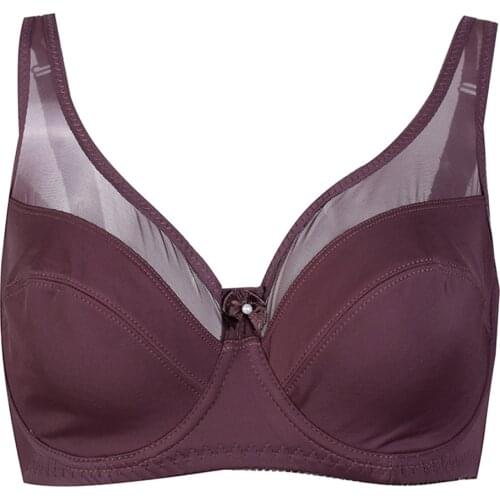 Womens Wired Minimizers Comfort And Support Plus Size Push Up Bra Sexy Lingerie Transparent Lace Super Thin Intimates 85D-105F