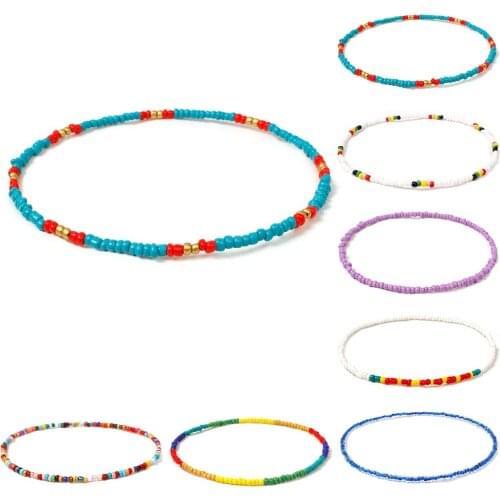 Colorful Bead Necklace Bohemia Bead Choker Necklace Clavicle Choker Summer Beach Necklace for Women Girls Jewellery