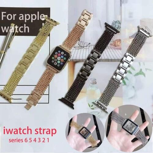 Watch Strap for Apple Watch 6 5 4 3 SE for Apple Watch 40mm 38mm 42mm 44mm Luxury Metal Chain Wristband Stainless Steel Bracelet