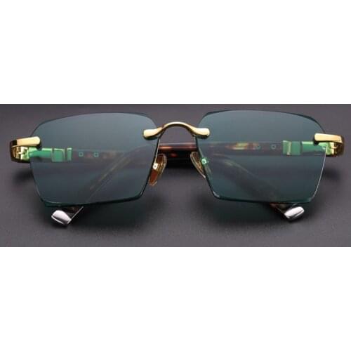 Green Glass Sunglasses Man Woman Natural Crystal Stone Sun Glasses Vintage Acetate Glasses Frame Anti Eye Dry Anti Scratch