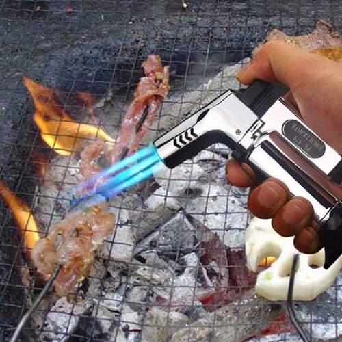 Three Nozzle Jet Lighter Windproof Blue Flame Turbine Lance Butane Lighter Outdoor Barbecue Kitchen Tools Torch Lighter