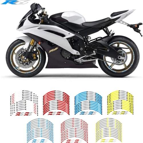 New 12 Strips Racing Personality Motorcycle Accessories Wheel Hub Decals Reflective Stickers Outer Rim For YAMAHA YZF R6 yzf r6