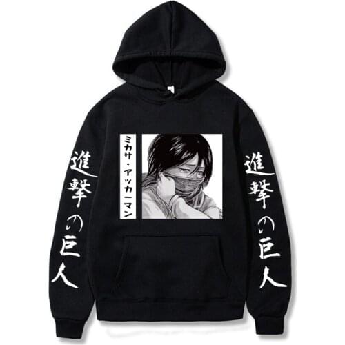 Attack on Titan Hoodie Anime Mikasa Ackerman Printed Long Sleeve Casual Hoodie Tops