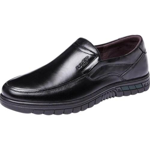 New mens single shoes fashion leather shallow mouth low heel non-slip lightweight comfortable casual shoes for men