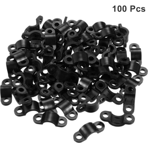 Uxcell 100Pcs 3.3mm Screw Hole Nylon Cable Clamp Wire Tube Fastener Fixing Clip Curve Cable Straps Black