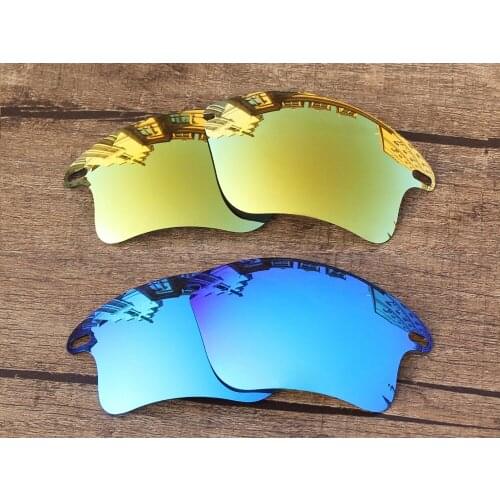 Vonxyz 2 Pairs Ice Mirror & 24K Mirror Polycarbonate Replacement Lenses for-Oakley Fast Jacket XL Frame