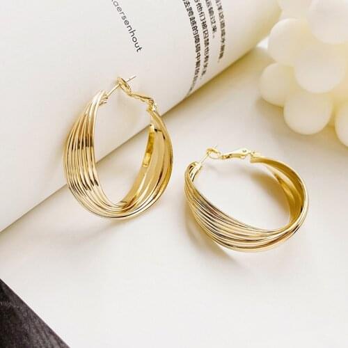 LATS New Twisted Ring Hoop Earrings for Women Korean Niche Design Earring Simple and Fashionable Wild Earings Fashion Jewelry