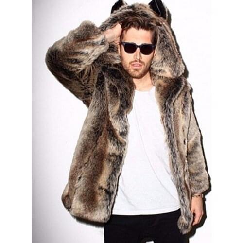 Winter Women Men Faux Fox Fur Coat 2020 Casual Plus Size Couple Hooded Fur Jacket Coat Cat Ear Warm Long Sleeve Jacket Overcoat