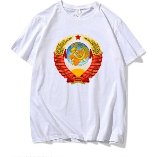 100 % Cotton T Shirt Men National Emblem Of The Ussr Soviet Union Graphic CCCP Russian 3D T-shirt Mens Tees Brand Tops