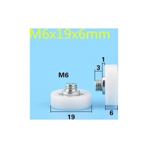 2pcs drawer pulley DR-19 TOK showcase furniture pom polyformaldehyde plastic roller screw thread M6*19
