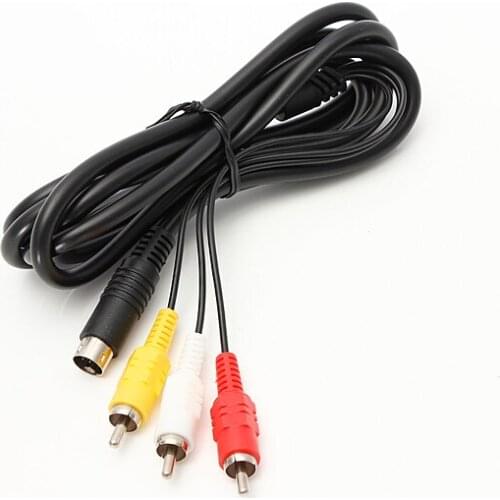 200pcs/lot Audio Video AV Cable A/V 6ft Feet RCA Connection Cord for Sega Genesis 2 High Quality