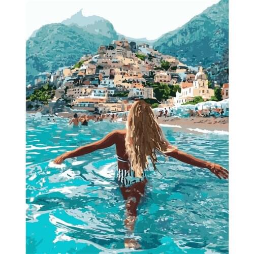 40*50CM Home Decoration Wall Painting Birthday Present Accept Booking Enjoy The Sea Painting By Numbers