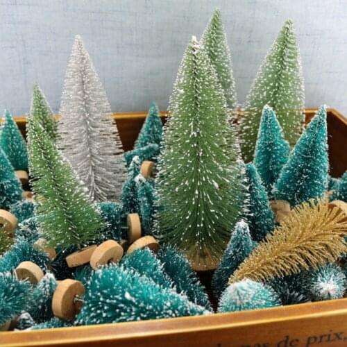 8pcs Small Christmas Tree Decorative Tree Table Decor Ornamental Trees New Years Decor Teal Blue White Gold