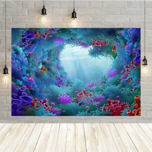 Avezano Underwater Sea Sunshine Coral Mermaid Photography Backdrop Baby Shower Birthday Photography Background For Photo Studio