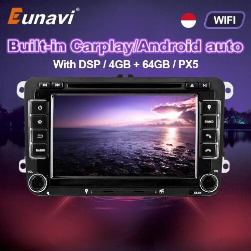 Eunavi 2 Din Android Car DVD Audio Radio Multimedia For VW GOLF 6 Polo Bora JETTA B6 PASSAT Tiguan SKODA OCTAVIA GPS Navigator