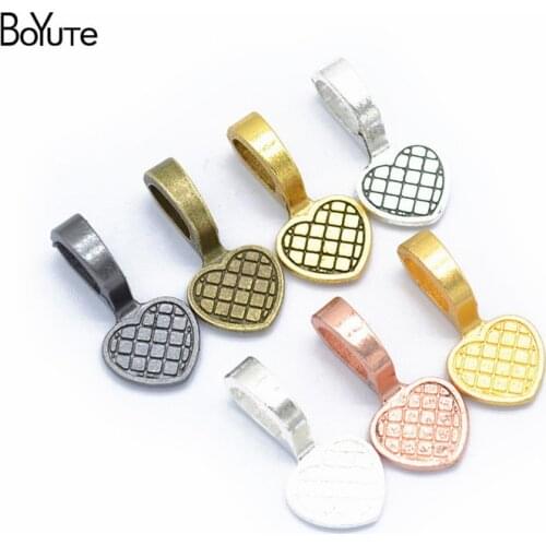 BoYuTe (100 Pieces/Lot) Wholesale Metal Alloy 19*9MM Diy Heart Connectors Clasps Charms for Jewelry Making 7 Colors