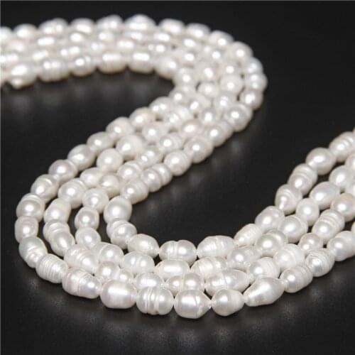 Oval Broque Natural Pearls Beads 6-7mm White 100% Freshwater Punch Pearl Beads For Jewelry Making Bracelet Accessories DIY 14"