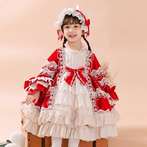 Miayii Baby Clothing Spanish Vintage Lolita Ball Gown Lace Bow Stitching Birthday Party Easter Princess Dress For Girls Y3765