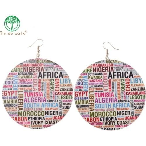African Fabric Bohemian Wooden Drop Earrings Afrocentric Ethnic Women Headwrap Designs Both Sides Printed For Women