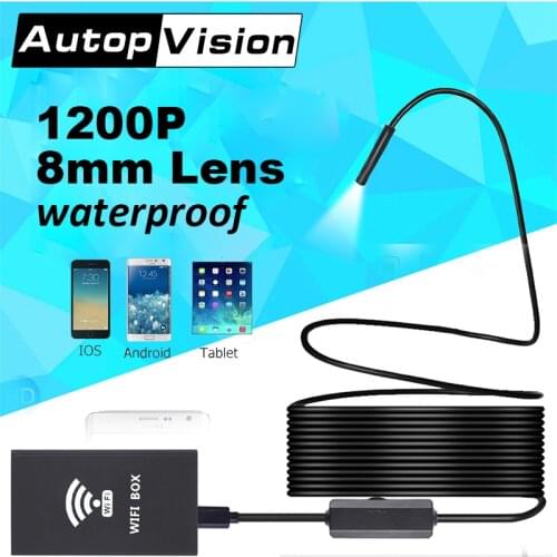 F140 8mm Lens 1200P endoscope usb car wifi wireless waterproof Wifi Semi Rigid Tube Borescope Video Inspection for Android/iOS