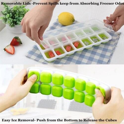 Hot Creative Silicone With Lid Ice Tray Refrigerated Food Grade Ice Grid Mold Baby Food Supplement Box Ice Tray Ice Cream Mold