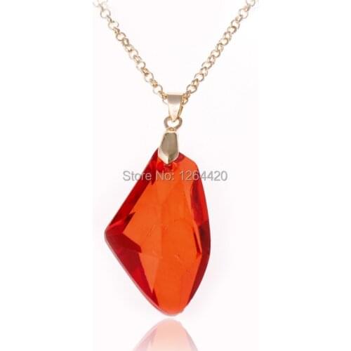 Wholesale Movie HArry and The Sorcerers Red Crystal Magic Philosophers Stone Necklace Pendant Chain Popular Jewelry 12PCS/LOT