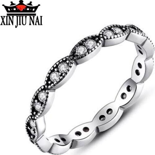 925 ring silver oxide fumigated black ring process ball mosaic zircon female diamond rings sold well in foreign trade