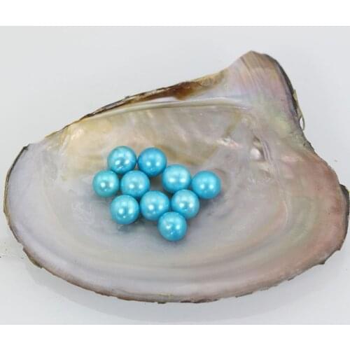7-8mm Dyed Undrilled Freshwater Loose Pearls Wholesale 10pcs AAA Round Natural Pearl Beads Teal Colored Pearls FP214